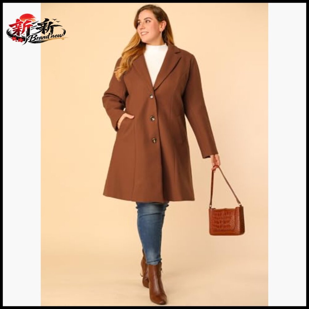 Polyester Long Winter Coat Single Breasted Notche… - image 3